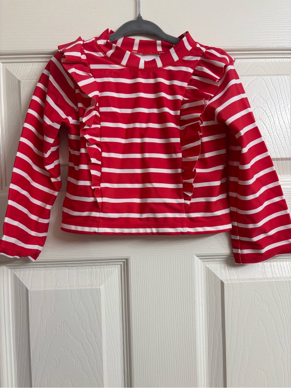 Janie and Jack Striped Ruffle Long Sleeve Rash guard